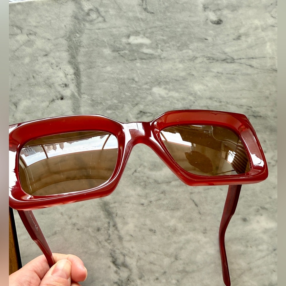 Celine Red Square Acetate Sunglasses with Brown Lenses - Picture 7 of 7